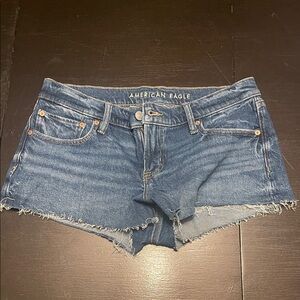 American Eagle Outfitters Women's Frayed Blue Jean Shorts